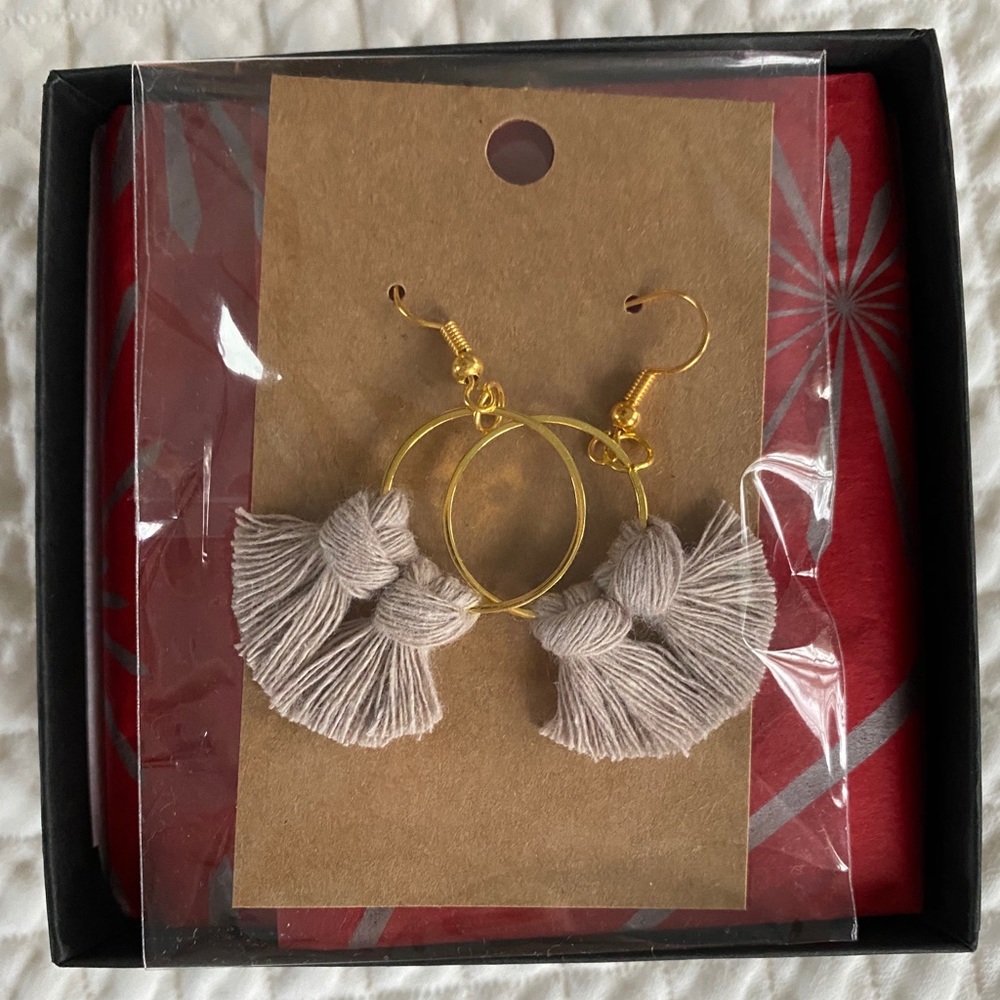 Gold Hoop Tassel Earrings